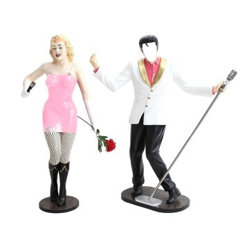 Elvis ohne Gesicht und Marilyn in Rosa lebensgroß