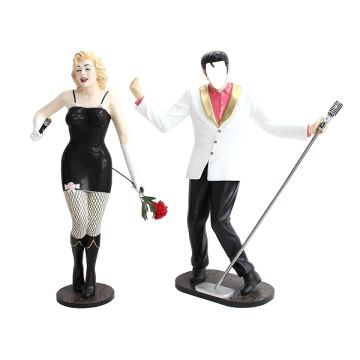 Elvis ohne Gesicht und Marilyn in Schwarz lebensgroß