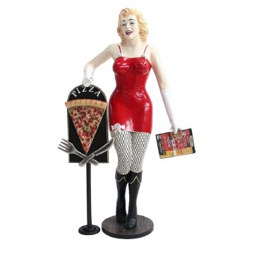 Marilyn rot netz mit Menükarte und PizzaTafel lebensgroß