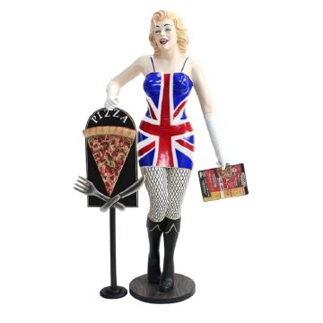 Marilyn großbritannien mit Menükarte und PizzaTafel  lebensgroß