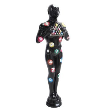 Preisfigurfigur schwarz mit Billardkugeln verkleinert