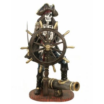 Piratenskelett mit Steuer lebensgroß
