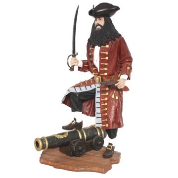 Pirat Blackbeard auf Kanone gold lebensgroß