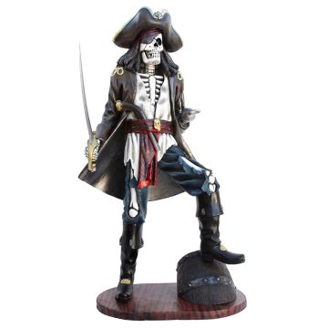 Piratenskelett auf Weinfass lebensgroß