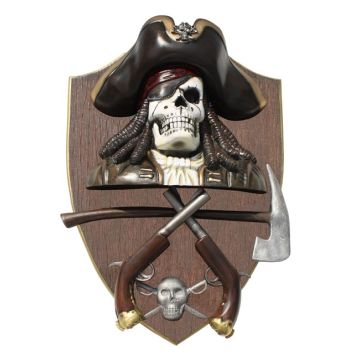 Piratenskelett mit Pistolen und Axt Wanddeko lebensgroß