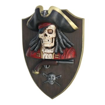 Piratenskelett mit Pistole Wanddeko lebensgroß