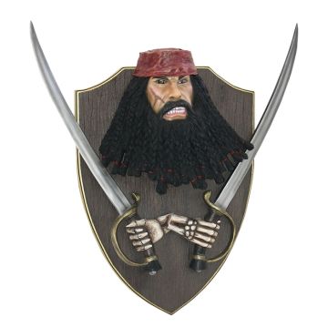 Pirat Blackbeard mit Schwertern Wanddeko lebensgroß