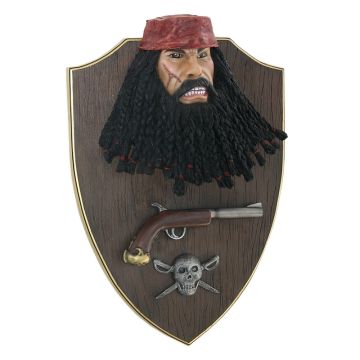 Pirat Blackbeard mit Pistole Wanddeko lebensgroß