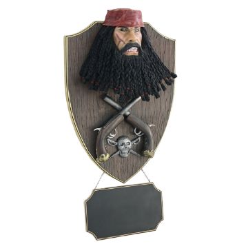 Pirat Blackbeard mit Pistolen und Angebotsschild Wanddeko lebensgroß