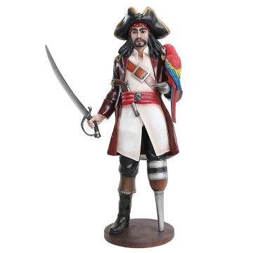 Captain Hook mit Papagei lebensgroß