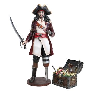 Captain Hook mit Schatztruhe lebensgroß