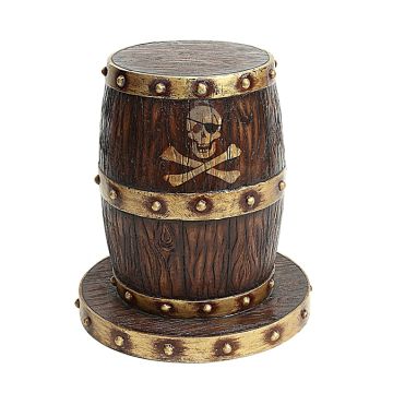 Weinfasshocker dunkel mit Gold und Totenkopf lebensgroß