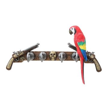 Garderobe Piratenhaken mit Pistolen und Papagei lebensgroß
