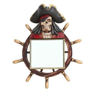 Piratenskelett Spiegel mit Steuer lebensgroß