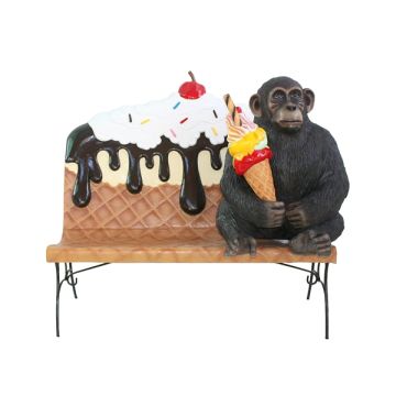Eiscremebank mit Affen vergrößert