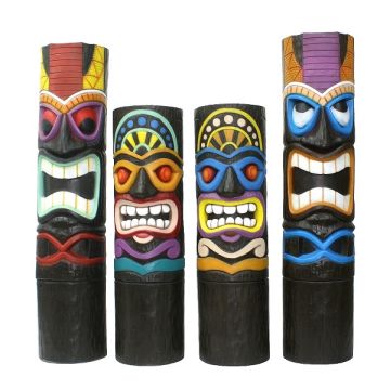 Tiki Masken (4 Stück) lebensgroß