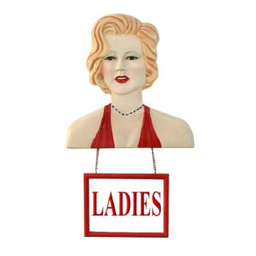 Marilyn Büste mit *Ladies*Schild lebensgroß
