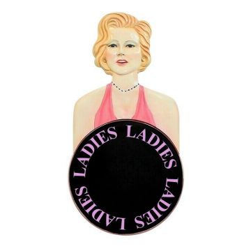 Marilyn Büste mit *Ladies*Schild rund lebensgroß