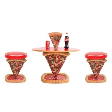 Pizzatisch und Pizzahocker 1 Pizzastück vergrößert