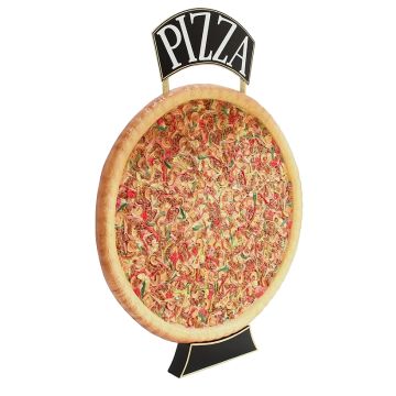 Ganze Pizza Zweiseitig mit Pizzaschild vergrößert