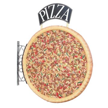 Ganze Pizza Zweiseitig mit Pizzaschild für Wand vergrößert