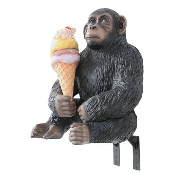 Affe mit Eis und Angebotsschild für für Wand lebensgroß