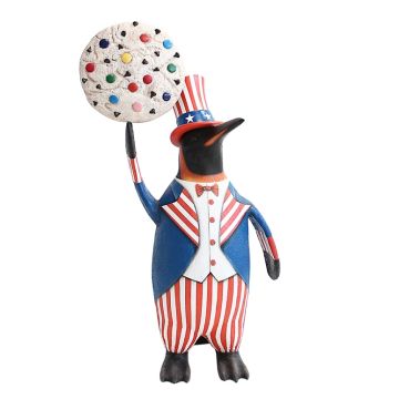 Pinguin amerika mit weißem Keks lebensgroß