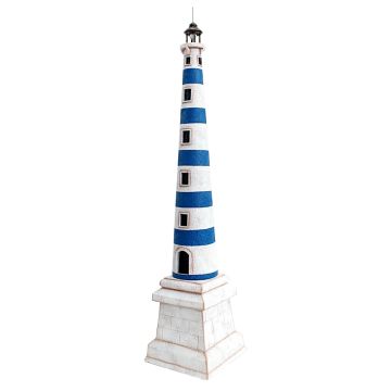 Leuchtturm blau weiß auf Sockel verkleinert
