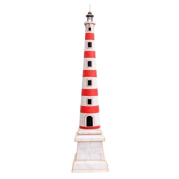 Leuchtturm rot weiß auf Sockel verkleinert