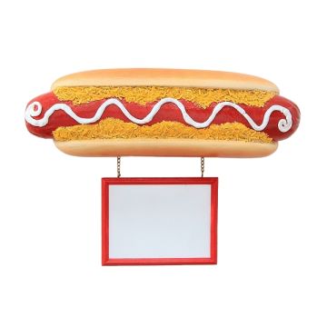 Hotdog mit Angebotsschild für Wand lebensgroß