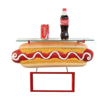 Hotdog Regal mit Angebotsschild lebensgroß