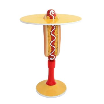 Hot Dog Tisch auf Ständer vergrößert