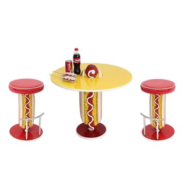 Hot Dog Tisch und Hocker vergrößert