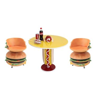 Hot Dog Tisch mit 2 Burger Sitz vergrößert