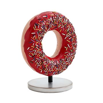 Donut rot auf kleinem Ständer vergrößert