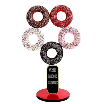 5 Donuts auf Ständer mit Angebotstafel vergrößert