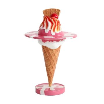 Eistisch Rosa mit Waffel vergrößert