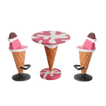 Eistisch Rosa und Eissitze vergrößert