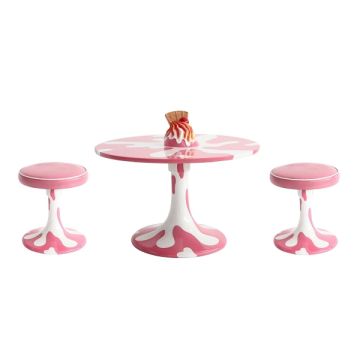 Eiscremetisch Rosa mit Waffel und Hocker vergrößert