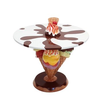 Eistüten Tisch Braun mit Waffel vergrößert