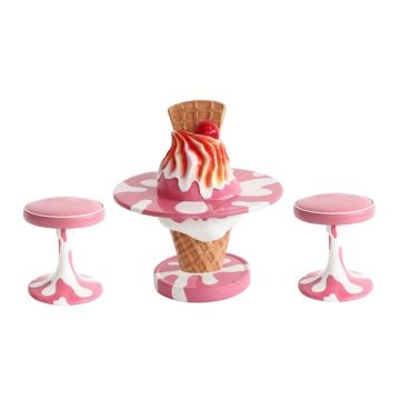 Eiscreme Tisch mit Hockern vergrößert