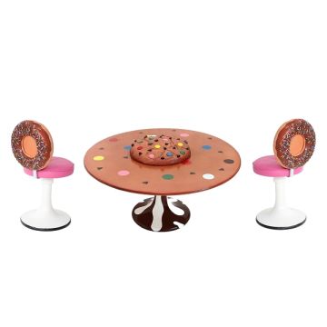 Kekstisch mit Eiscremeständer und Donutstühle vergrößert