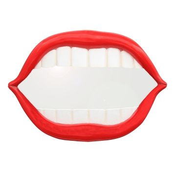 Spiegel rote Lippen und weiße Zähne übergroß XXL