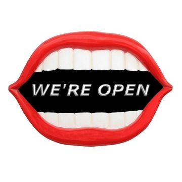 Mund *We are Open* schwarz übergroß XXL