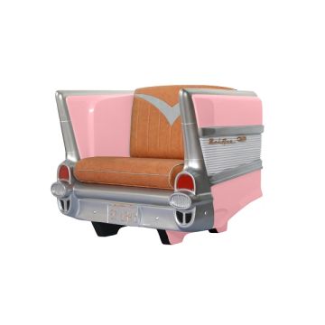 Sitz Chevy Rosa und braunem Polster lebensgroß