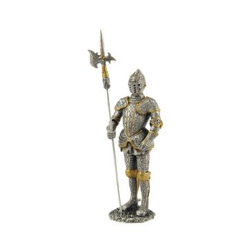 Ritter Silber und Gold mit Hellebarde lebensgroß