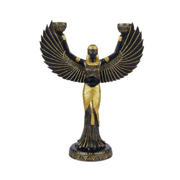Kleopatra mit Flügeln Statue Schwarz Gold verkleinert