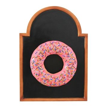 Donut rosa auf Angebotstafel vergrößert