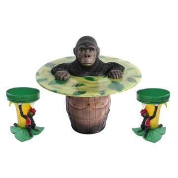 Gorilla Fasstisch und Bananenhocker lebensgroß