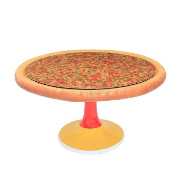 Pizzatisch auf Ständer mit Glasplatte vergrößert